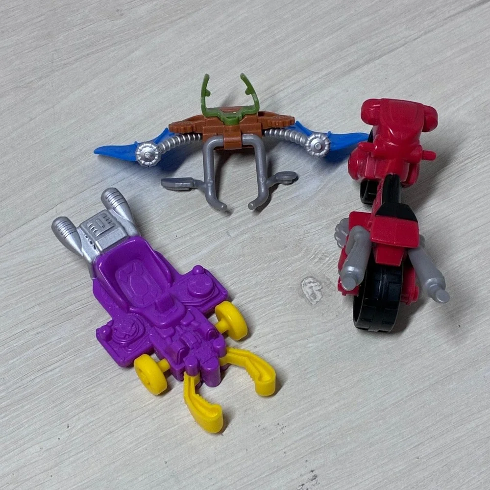 TMNT Half-Shell Heroes Vehicles Lot Donnies Luge Leos Glider Raphs Bike Parts